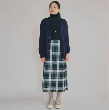 글렌 파인 LaLa Begin 별주 체크 플리츠 랩스커트