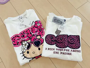 아베일 eggxSUREVE 스티커 T셔츠 일광화상 키티 갸루