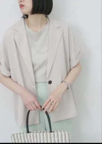Samansa Mos2 blue 린넨 터치 셔츠 자켓 여성용
