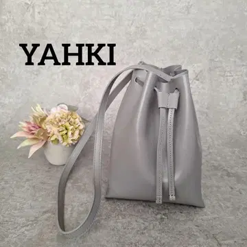 컨디션 최상 YAHKI 야키 숄더 백 가죽 그레이