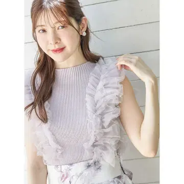 [미사용 새상품] tocco closet 튤 프릴 리브 니트 풀오버