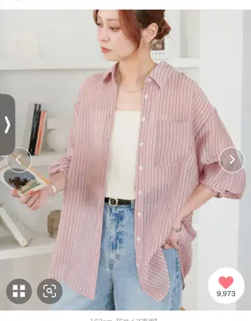 DISCOAT 디스코트 시어 스트라이프 셔츠 핑크