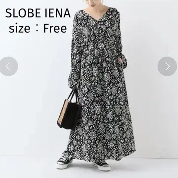 [SLOBE IENA] 개더 V넥 롱 원피스