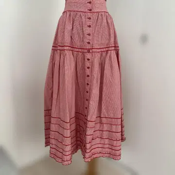 핑크하우스 캉캉 스커트 깅엄 체크 빨간색