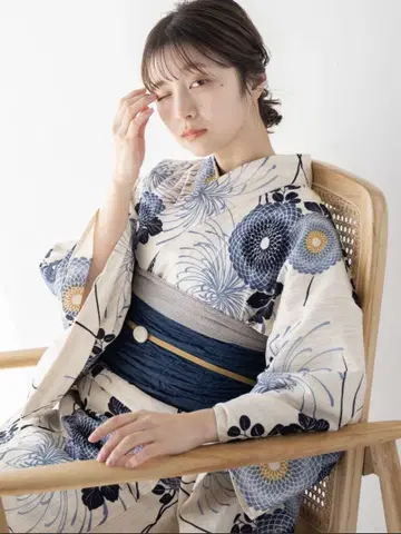 유카타관 그레이스 유카타 M 사이즈 오비 일본 나막신