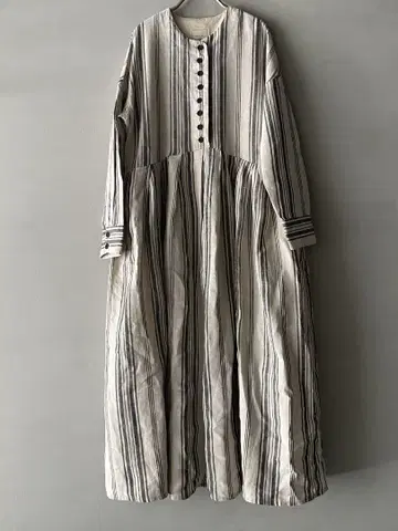 MAGALI 마가리 스트라이프 린넨 버튼 원피스