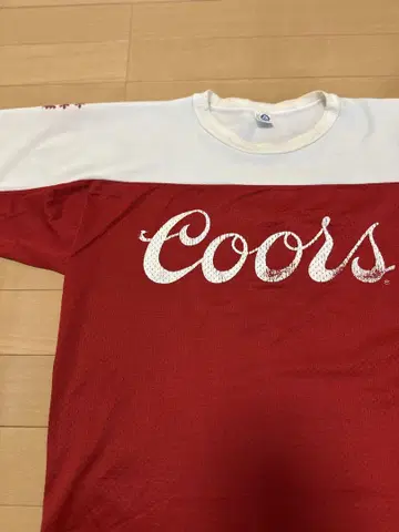 80년대 초레어 Coors Artex 사 티셔츠 빨간색 빈티지 래글런
