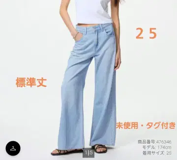 드레이프 와이드 플레어 청바지 BLUE 25 유니클로 팬츠