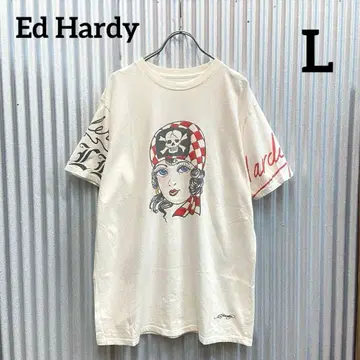미사용 에드하디 티셔츠 USA L 화이트