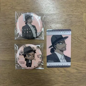 야마토 칸스케 3점 세트 캔뱃지 2종 카드 코난