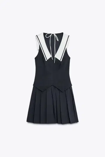 박스 플리츠 숏 원피스 ZARA