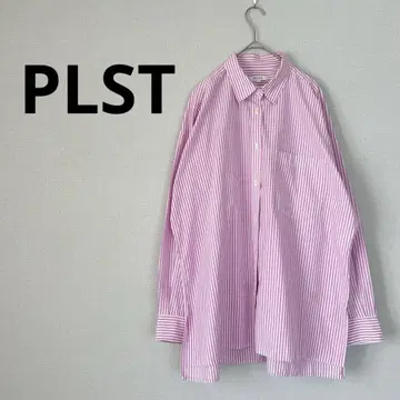플라스테 오버 사이즈 셔츠 스트라이프 핑크 빅