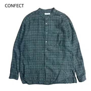 nest robe CONFECT 기모 린넨 체크 밴드 칼라 셔츠