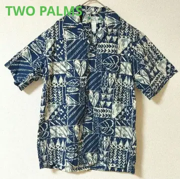 [새상품급] 하와이 TWO PALMS 알로하 셔츠 S 네이비