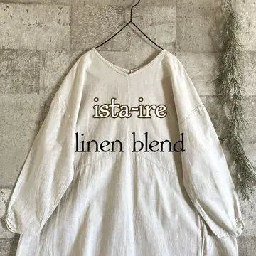 ista-ire 린넨 레이온 넉넉한 체형 커버 긴팔 원피스 나