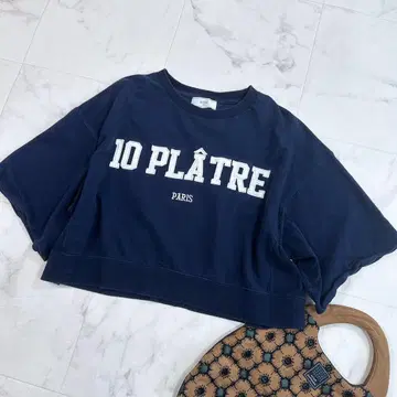 SLOBE IENA 슬로브 이에나 반팔 네이비 맨투맨
