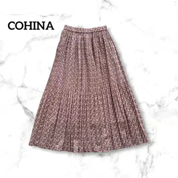 택 포함 새상품 COHINA 꽃무늬 플리츠 스커트 F 사이즈