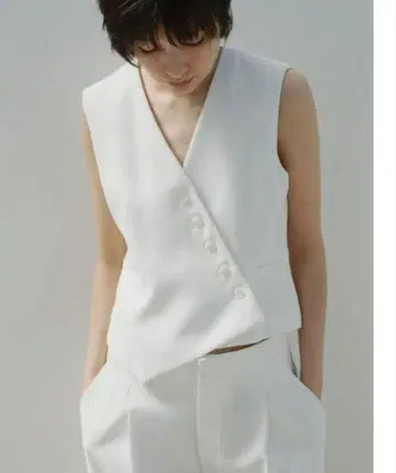 ZARA 비대칭 베스트 화이트 XS