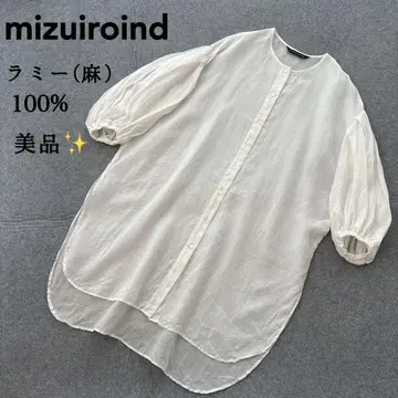 새상품급 mizuiroind 라미 린넨 볼륨 슬리브 셔츠 원피스
