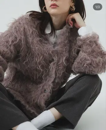 THE TOE Pigalle Shaggy Cardigan 모브 핑크