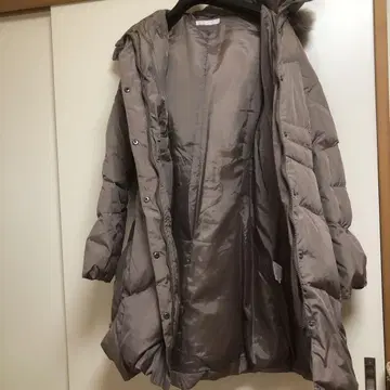 그레이 후드 퍼 다운 코트 xl