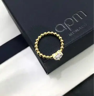 APM Monaco 골드 비즈 반지 하트형 크리스탈