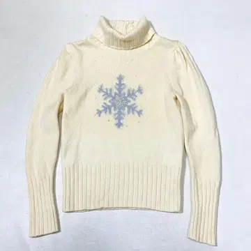 M'SGRACY 울 눈꽃 결정 장식 터틀넥 니트 풀오버