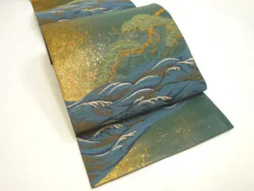 인박 고전 후쿠로 오비 새상품급 그린 N70821-5