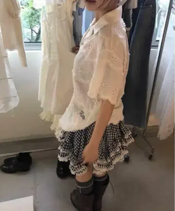 fletta 깅엄 체크 프릴 미니 스커트