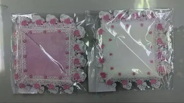 치카자와 레이스 스누피 콜라보 하트 손수건 2매 세트 핑크&화이트