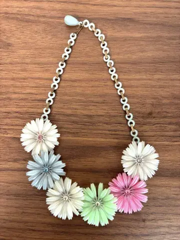 60s 꽃 모티브 목걸이 멀티 컬러