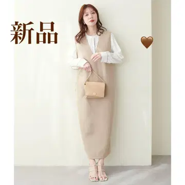 새상품 V넥 롱 원피스 베이지 점프 스커트 마터니티