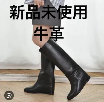 최종 가격 인하 알파 큐빅 넉넉한 통 넓이 와이드 부츠 소가죽