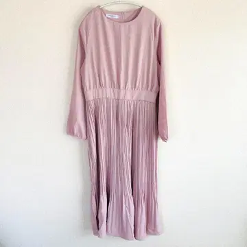 플리츠 원피스 롱 기장 긴팔 2XL 사이즈 핑크