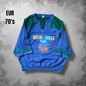 70년대 이탈리아제 레어 빈티지 맨투맨 반팔 서프 오버 사이즈