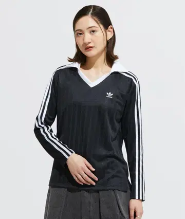 adidas 아디컬러 풋볼 자카드 V넥 긴팔 피케 셔츠