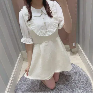evelyn 트위드 프릴 올인원 화이트[가격 인하 불가]