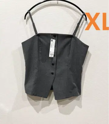 택 포함 새상품 GU 프론트 버튼 뷔스티에 XL 다크 그레이 지유