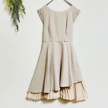 새상품급 JILLSTUART [S] 베이지 슬리브리스 플레어 원피스 리본