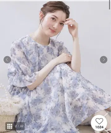 conture brooch 꽃무늬 원피스 블루