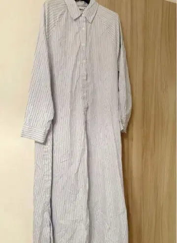 ZARA 완판 스트라이프 카라 부착 긴팔 셔츠 맥시 길이 원피스 M