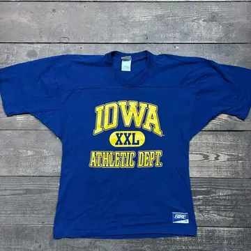 M 90년대 IOWA 풋볼 T BIKE 네이비 3단 프린트 USA제