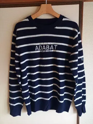 adabat 아다바트 네이비 화이트 보더 스웨터 캐시미어