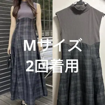 체크 슬리브리스 코르셋 원피스