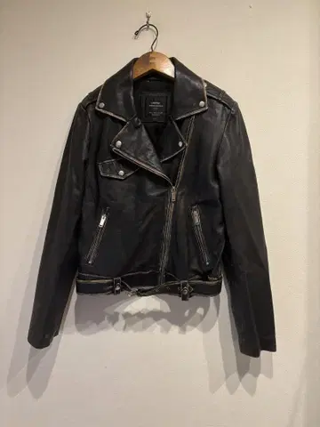 ZARA 유즈드 가공 가죽 라이더 재킷 자라