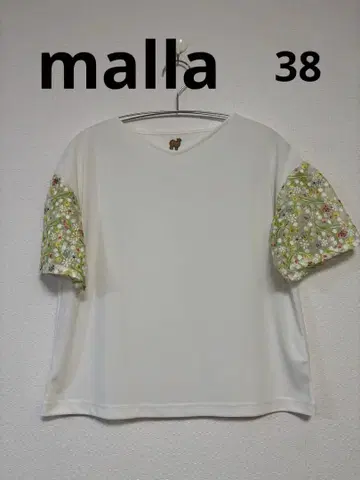 malla 티셔츠 38 화이트 꽃무늬 소매 시스루 마라 소매 플라워