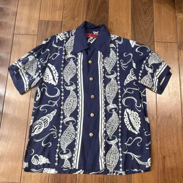 evisu 에비수 YAMANE 아로하 셔츠 반팔 36 네이비