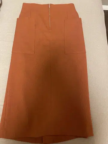 오렌지 타이트 스커트 울 100% 슬릿