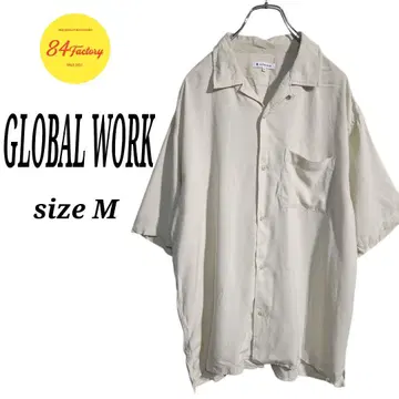 GLOBAL WORK 오픈 카라 셔츠 반팔 레이온 무지 사이즈 M