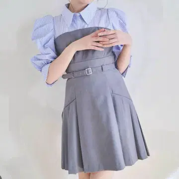 dazzlin 더즐린 레이어드 셔츠 미니 원피스 차콜 그레이 M